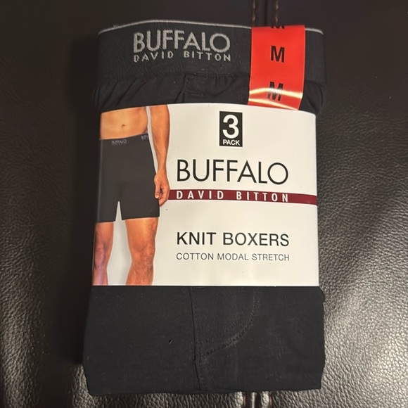 Buffalo David Bitton Black Knit Boxers Mens 3pk Medium Cotton Modal Stretch - Picture 4 of 5
